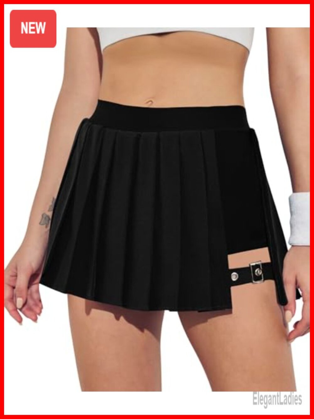 Pleated High Waisted Tennis Skort with Pockets A-Line